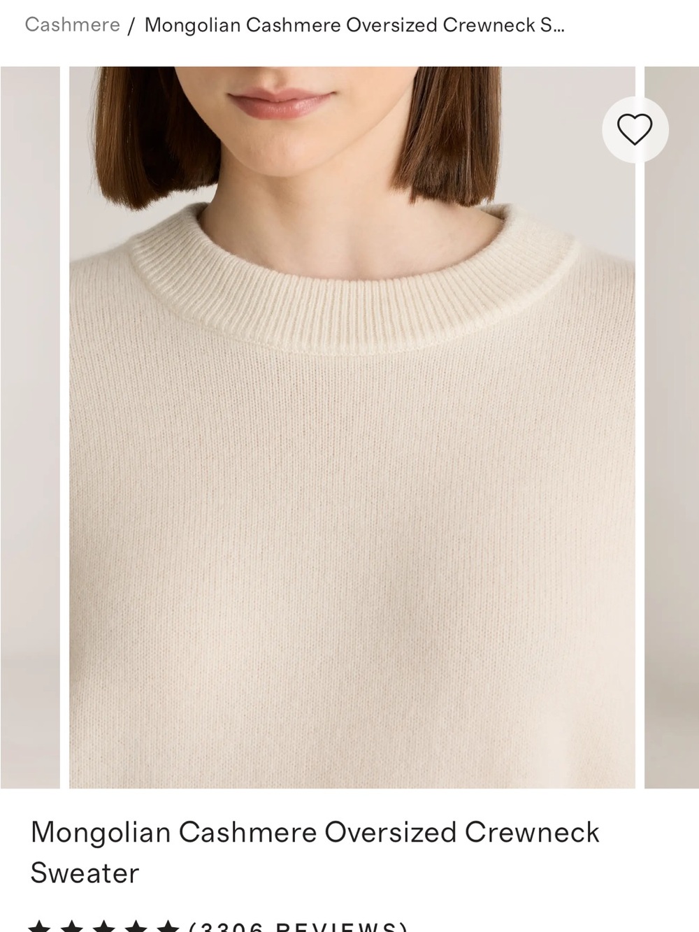 Quince Cream Oversized Crewneck Cashmere Sweater